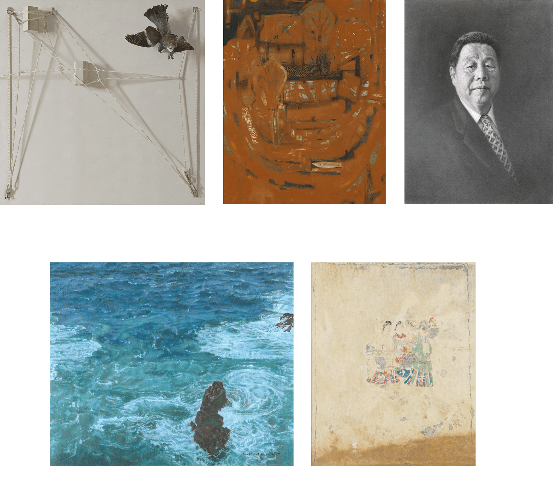 野田弘志「ＴＨＥ－９」　海老洋「中庭」　光の肖像 廣戸絵美「肖像No.73」　三原捷宏「潮音」第36回日展（2004）　東洋画模写 鈴木麻友「高松塚古墳壁画東壁 女子群像」